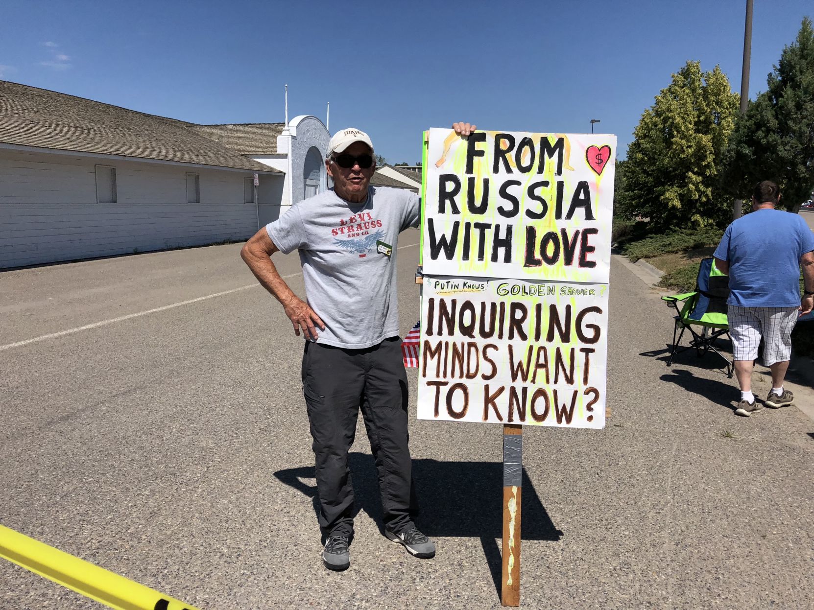 Protester at Trump rally in Great Falls
